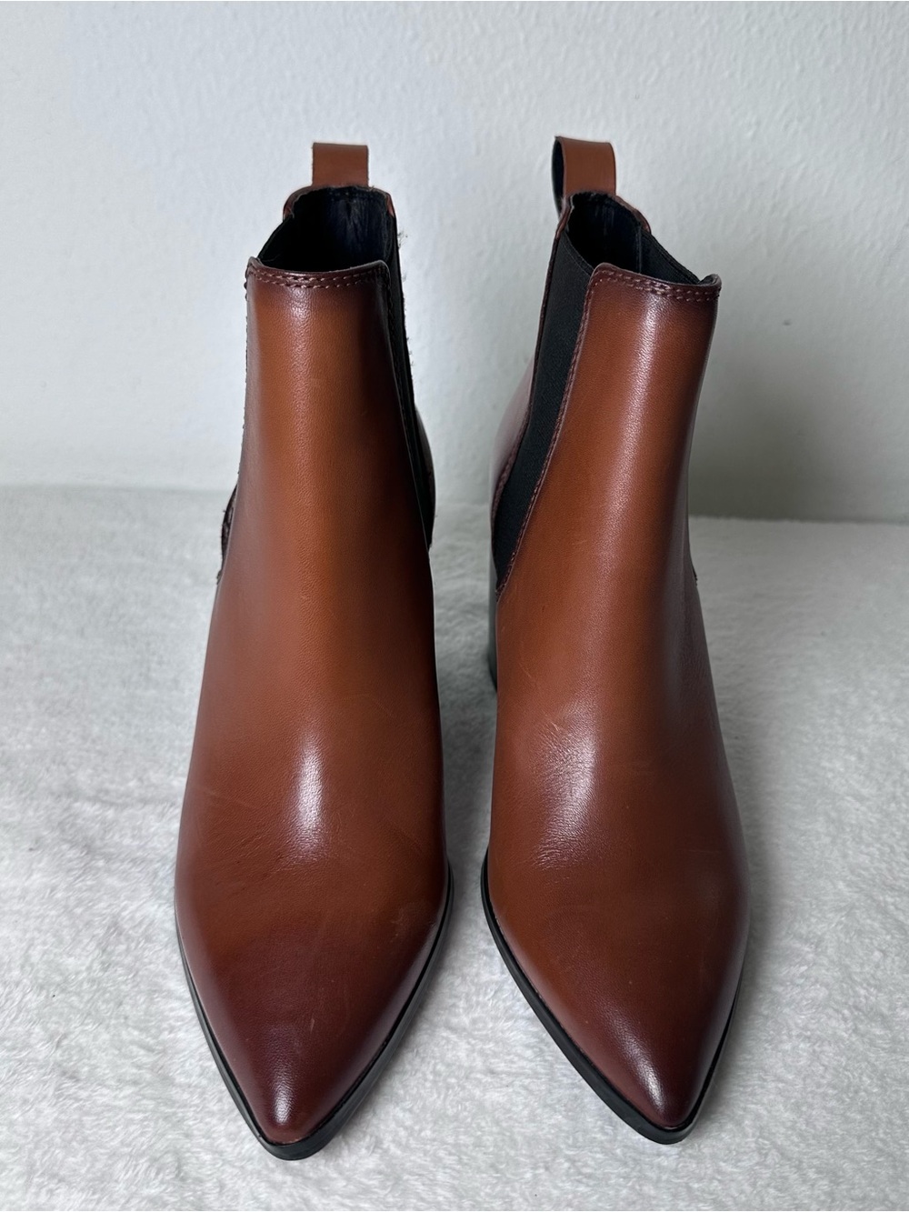 NWOB Steve Madden Knoxi Cognac Leather Ankle Bootie Pointed Toe Leather Size 7M - Picture 3 of 14